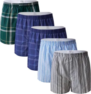 Boxers for Men Pack Woven Relaxed Fit Big Tartan Moisture Wicking Assorted Color Value Multipacks
