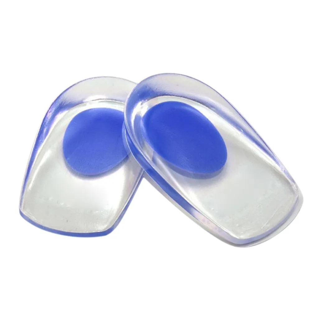 Digital Shoppy 1 Pair Heel Support Pad Gel Silicone Shock Cushion Orthotic Increased Insoles Plantar Care Foot Inserts Soft Half Height(Blue)