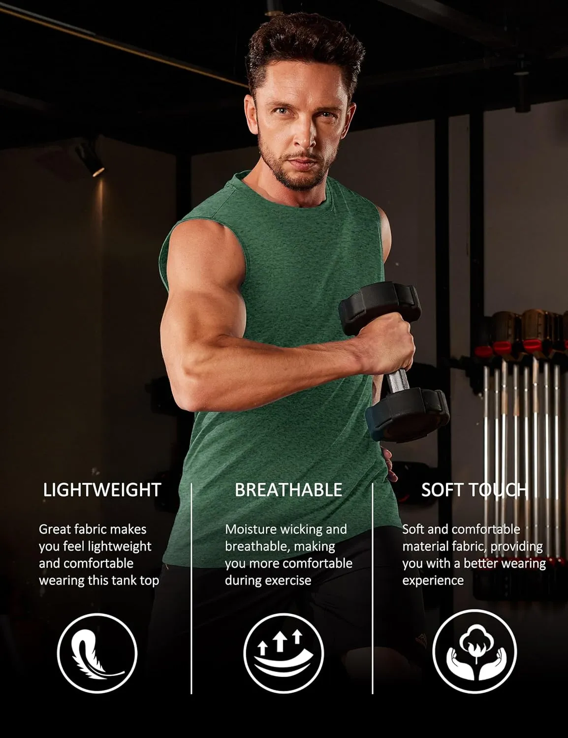 MAGCOMSEN Men's Tank Top Cotton Muscle Workout Gym Shirts Moisture Wicking Lightweight Summer Casual Sleeveless Shirts