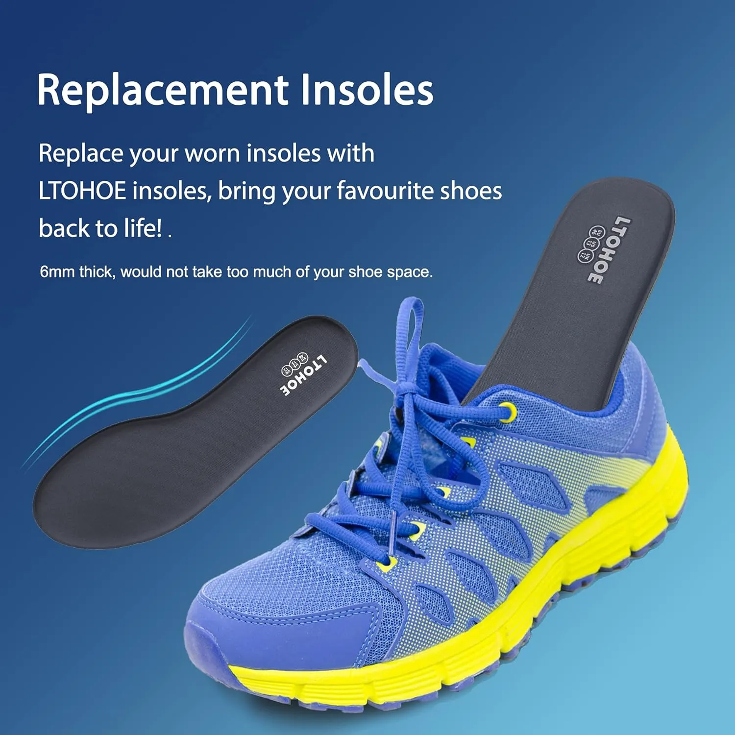Memory Foam Insoles for Men, Replacement Shoe Inserts for Work Boot, Running Shoes, Hiking Shoes, Sneaker, Cushion Shoe Insoles Shock Absorbing for Foot Pain Relief, Comfort Inner Soles Grey US 10