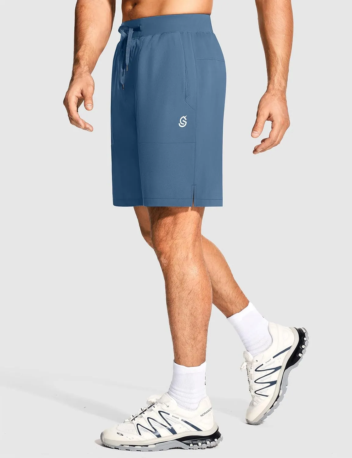 Mens Athletic Workout Gym Shorts 7 Inch Inseam Running Sweat Sport Shorts for Men with Zipper Pockets
