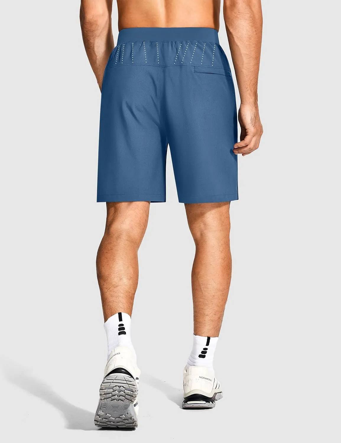 Mens Athletic Workout Gym Shorts 7 Inch Inseam Running Sweat Sport Shorts for Men with Zipper Pockets