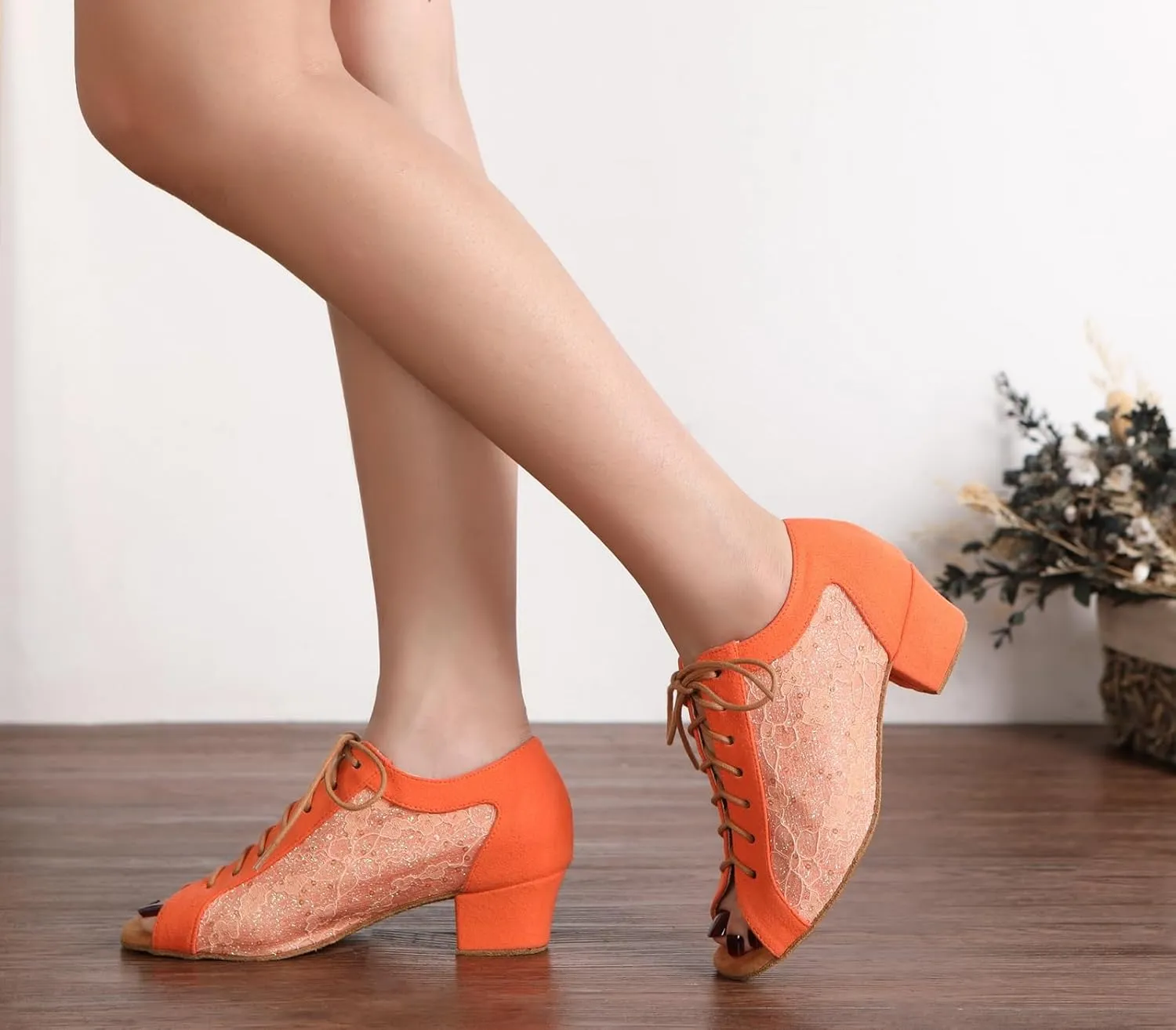 Minishion Womens Low Heel Dancing Shoes Mesh Comfortable Practice Dance Shoes L504