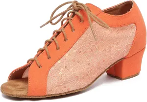 Minishion Womens Low Heel Dancing Shoes Mesh Comfortable Practice Dance Shoes L504