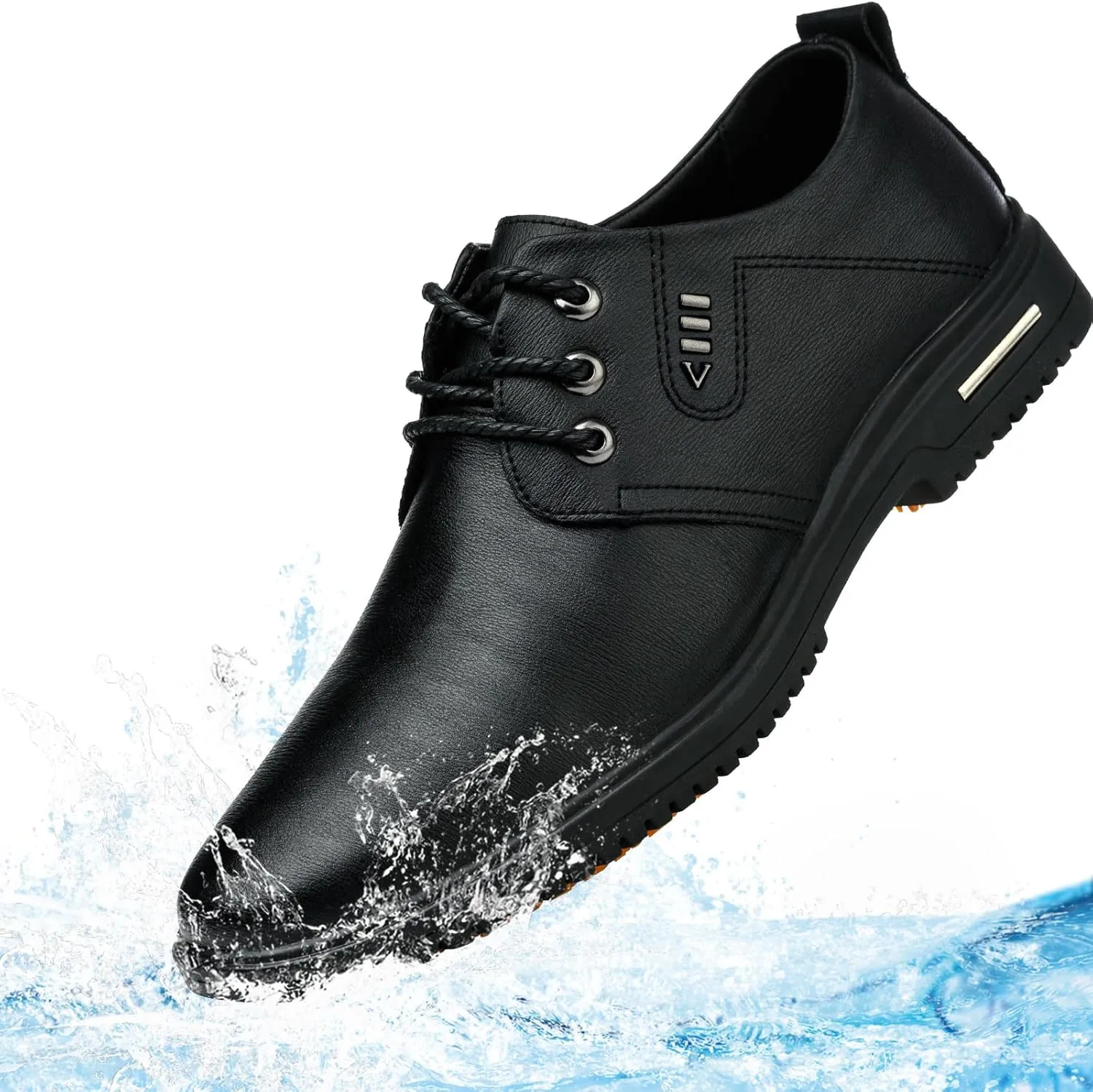 Non Slip Work Shoes for Men Waterproof Mens Slip Resistant ShoesComfortable Food Service Kitchen Restaurant Chef Work Shoes Black
