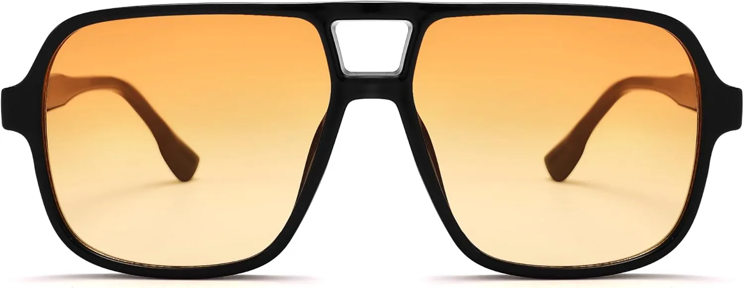 Oversized Aviator Sunglasses for Women Men - Retro 70s Square Shades Sun Glasses