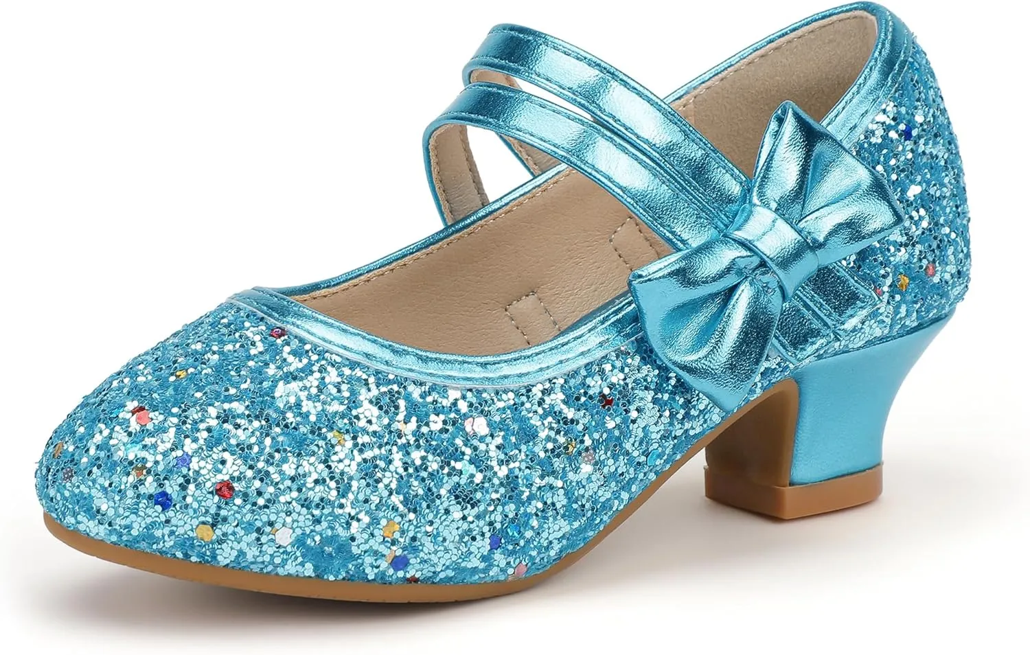 PANDANINJIA Girls Dress Shoes Kids Toddler Heels Pumps Flower Girl Mary Jane School Wedding Party Princess Shoes