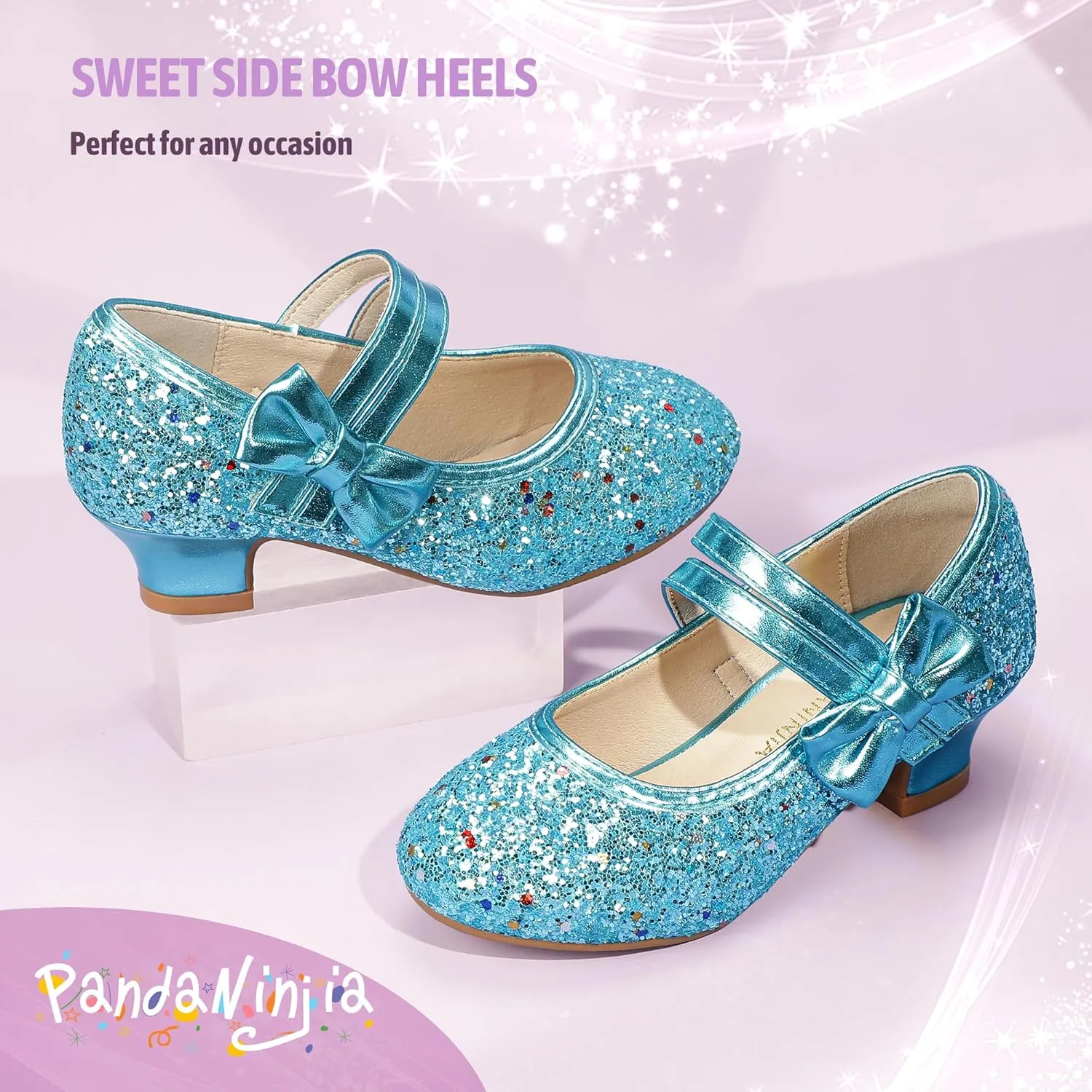 PANDANINJIA Girls Dress Shoes Kids Toddler Heels Pumps Flower Girl Mary Jane School Wedding Party Princess Shoes