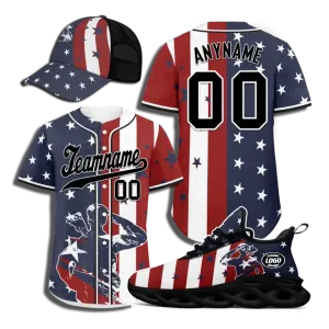 Personalized Special Combo Offer, Custom Patriotic Sneaker, Jersey and Hat, Best Gift for Veteran