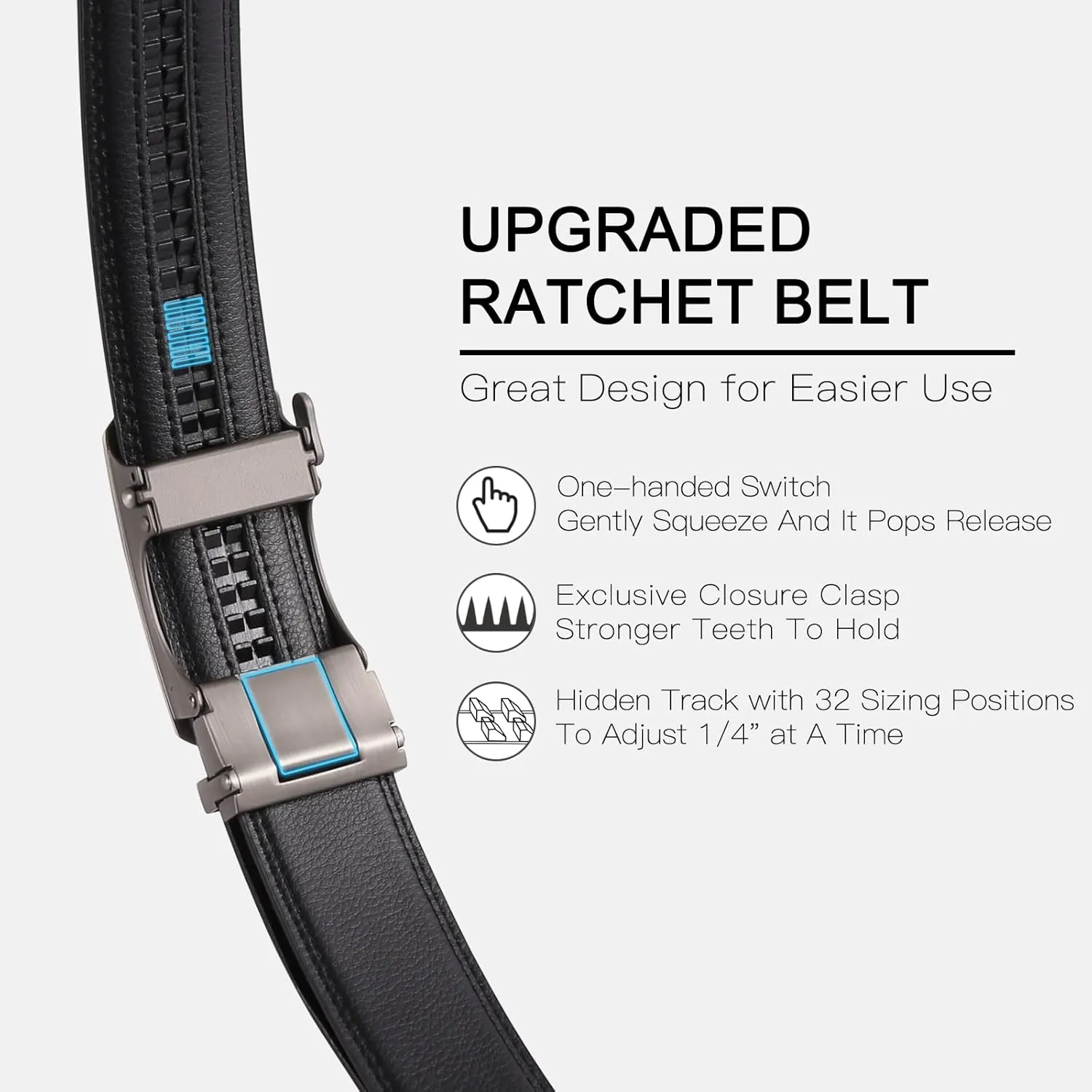 SENDEFN Men's Leather Dress Casual Belt 1 3/8" Automatic Adjustable Click Buckle Belts with Gift Box