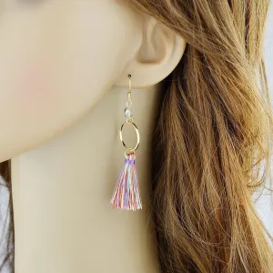 Tassel ethnic jewelry boho earrings rainbow colorful round circle shape party earring