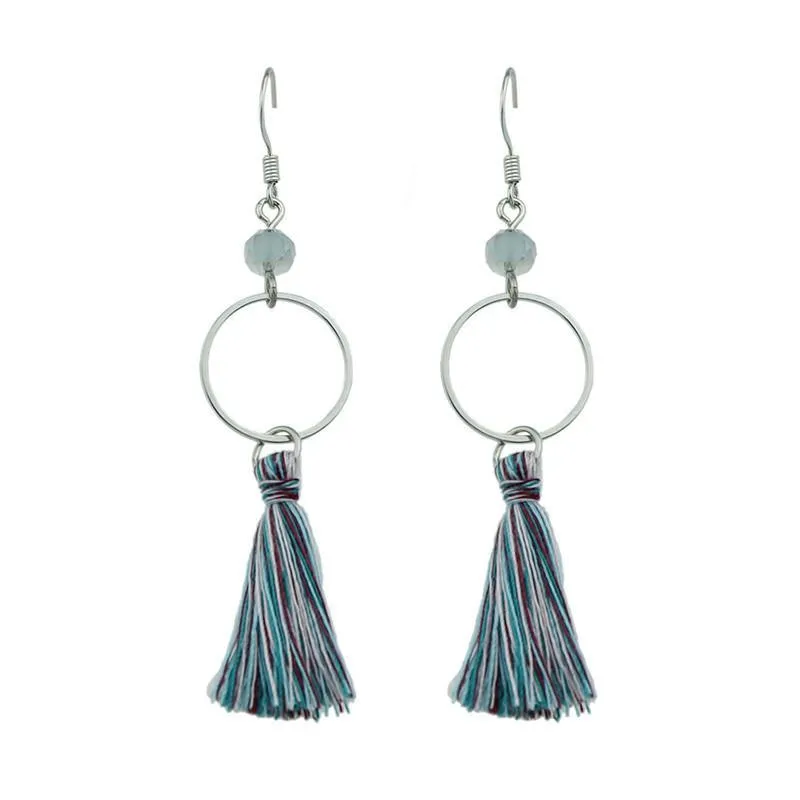 Tassel ethnic jewelry boho earrings rainbow colorful round circle shape party earring