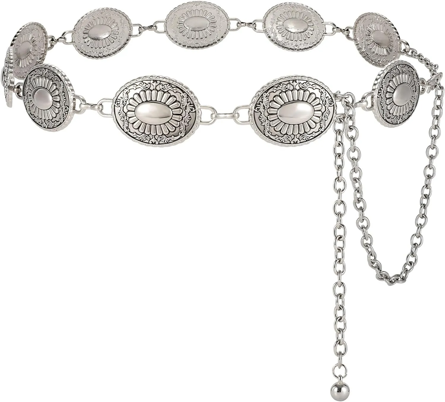 Western Belts for Women, Cowgirl Gold Chain Belt, Metal Concho Belts for women Dresses Jeans Country Concert Outfit