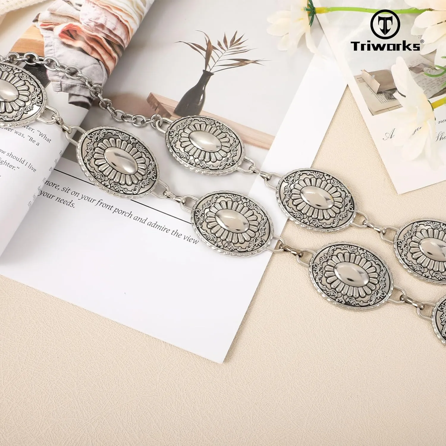 Western Belts for Women, Cowgirl Gold Chain Belt, Metal Concho Belts for women Dresses Jeans Country Concert Outfit