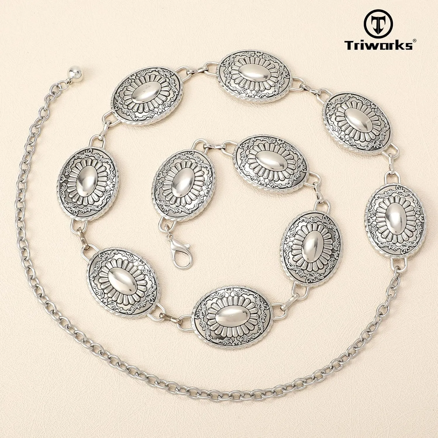 Western Belts for Women, Cowgirl Gold Chain Belt, Metal Concho Belts for women Dresses Jeans Country Concert Outfit