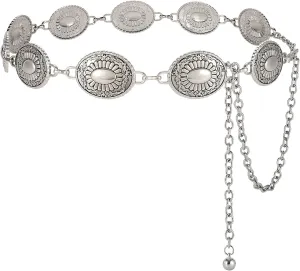 Western Belts for Women, Cowgirl Gold Chain Belt, Metal Concho Belts for women Dresses Jeans Country Concert Outfit
