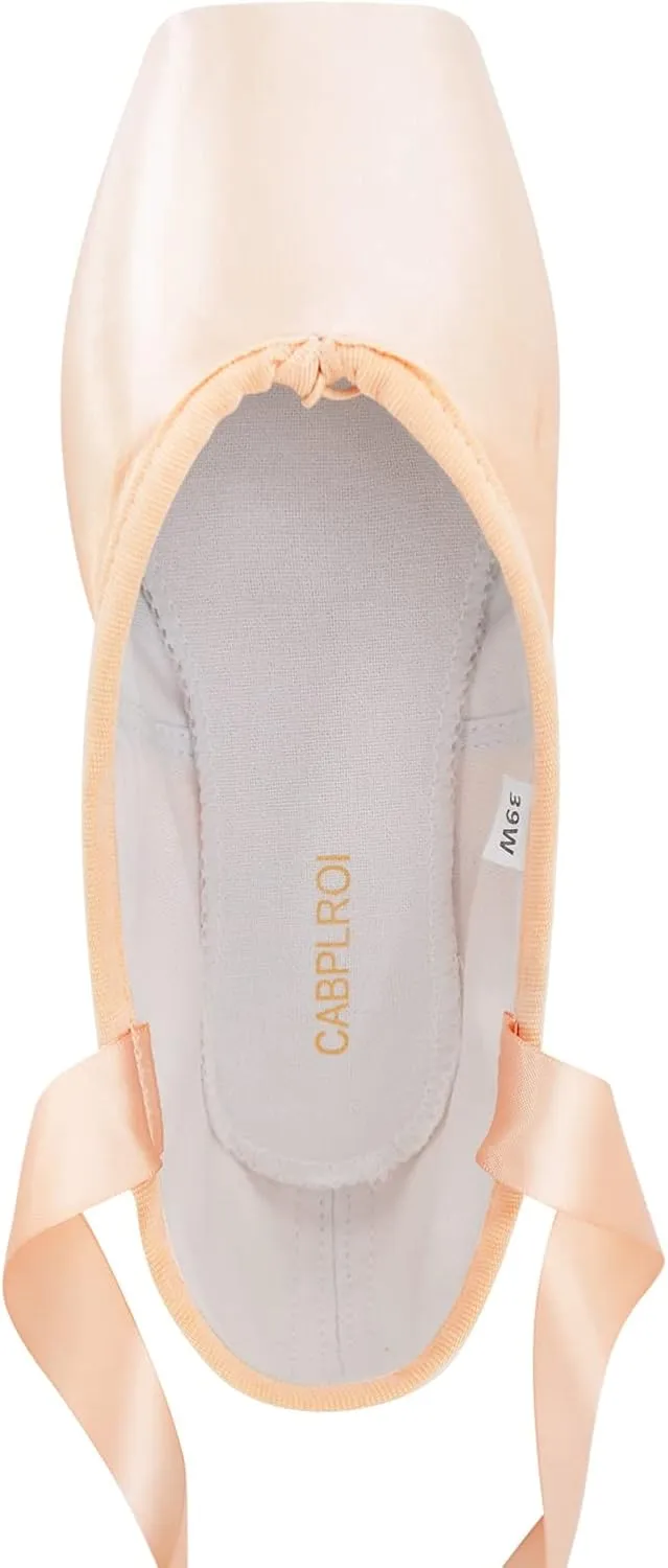 Women's Ballerina Shoes Professional Ballet Dance Satin Pointe Shoes for Girls with Bag and Toe Pads