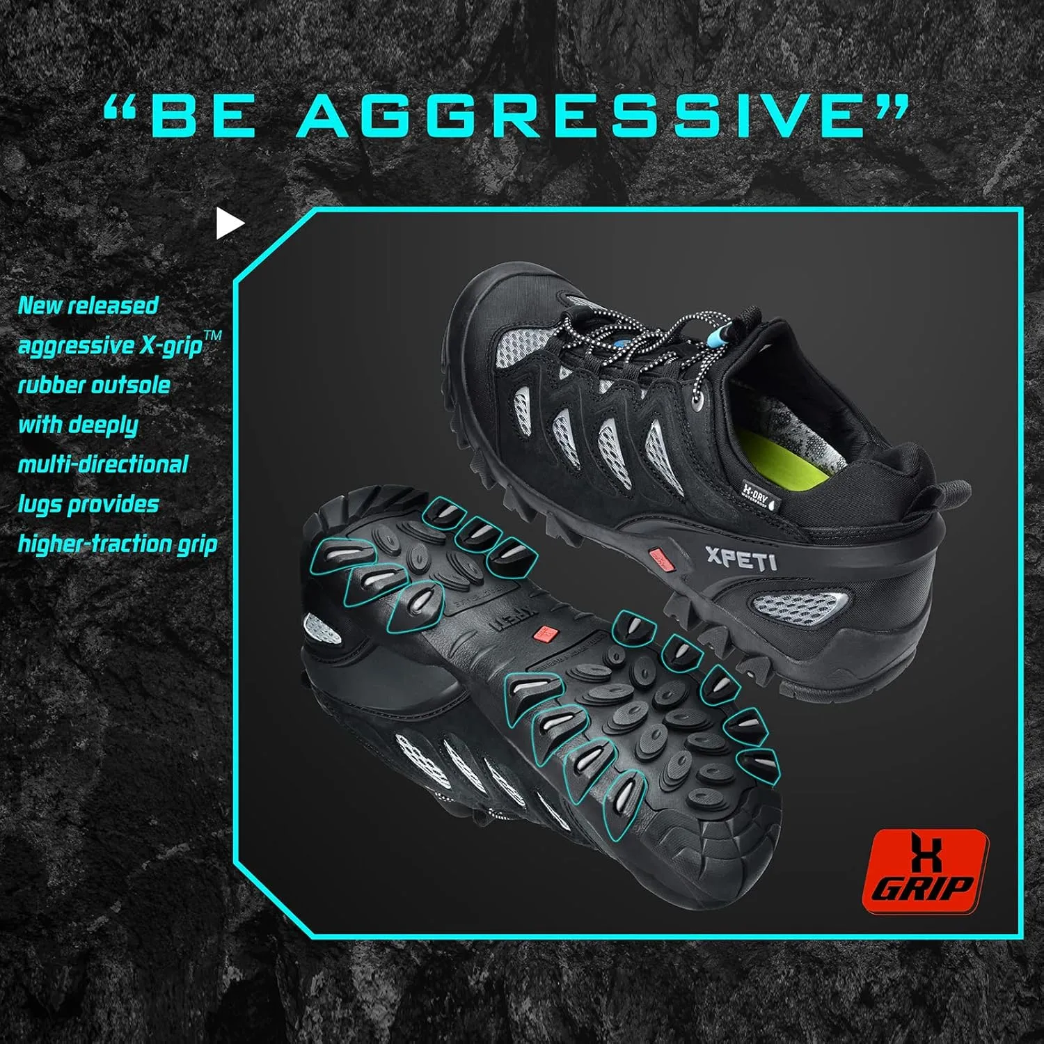 XPETI Mens Pathfinder Low Stretch Waterproof Hiking Shoes